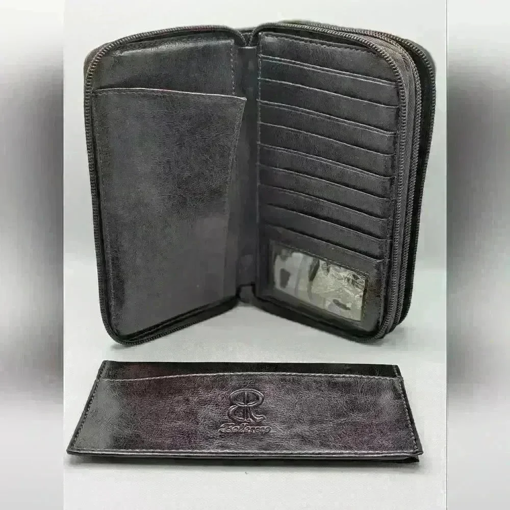 Dark Brown Leather Wallet Multiple Compartments Bellerose